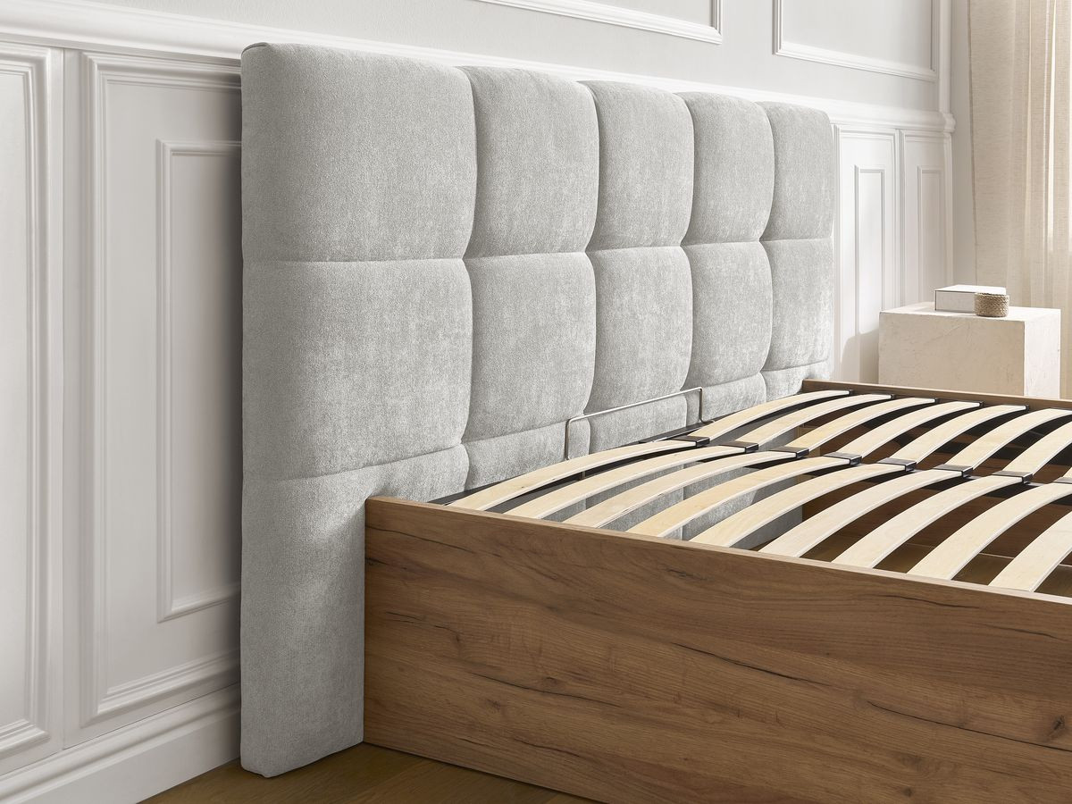 Lit coffre KUMO tissu lisse