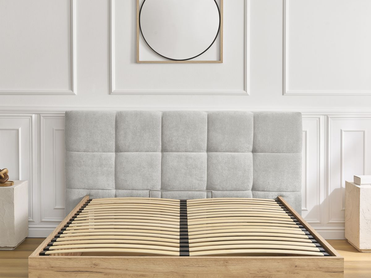 Lit coffre KUMO tissu lisse