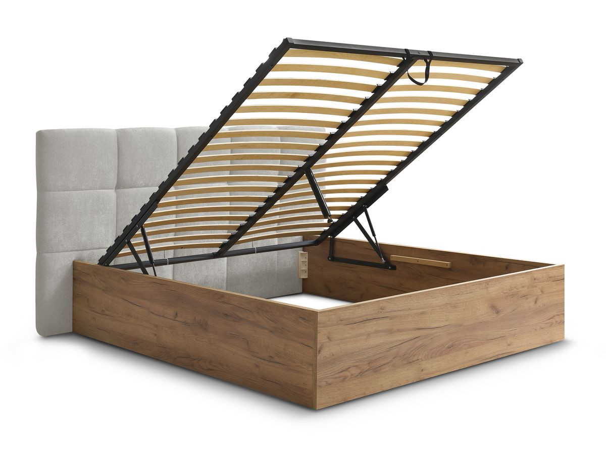 Lit coffre KUMO tissu lisse