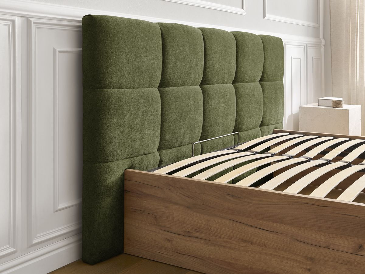 Lit coffre KUMO tissu lisse