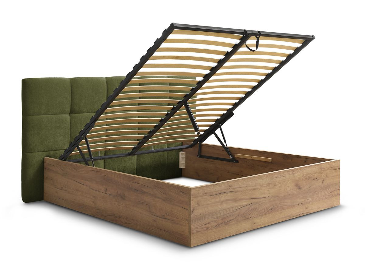 Lit coffre KUMO tissu lisse