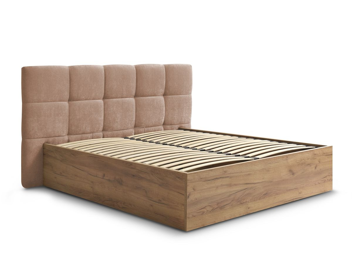 Lit coffre KUMO tissu lisse