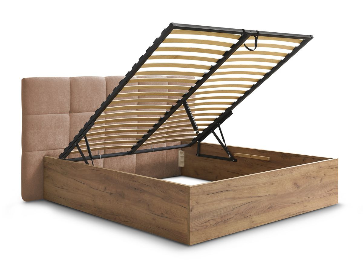 Lit coffre KUMO tissu lisse