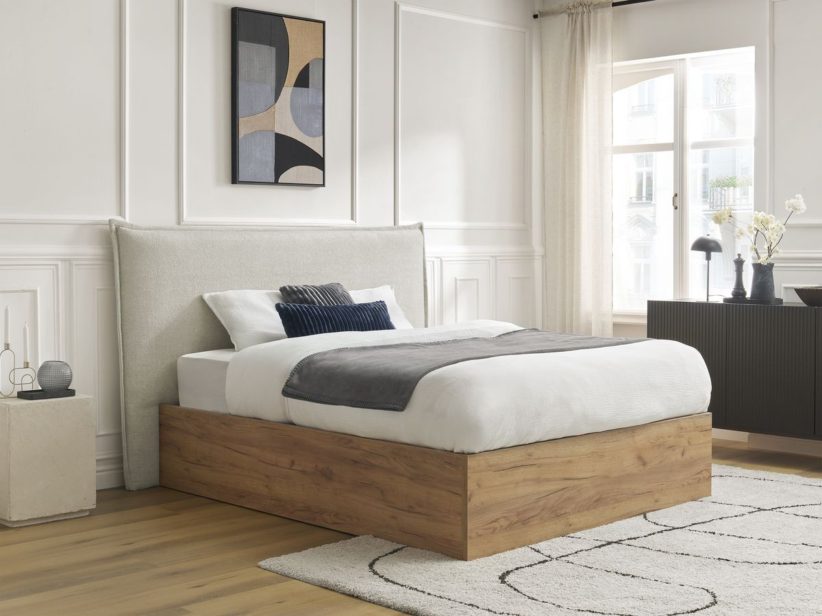 Lit coffre CHARLIE tissu cotelet