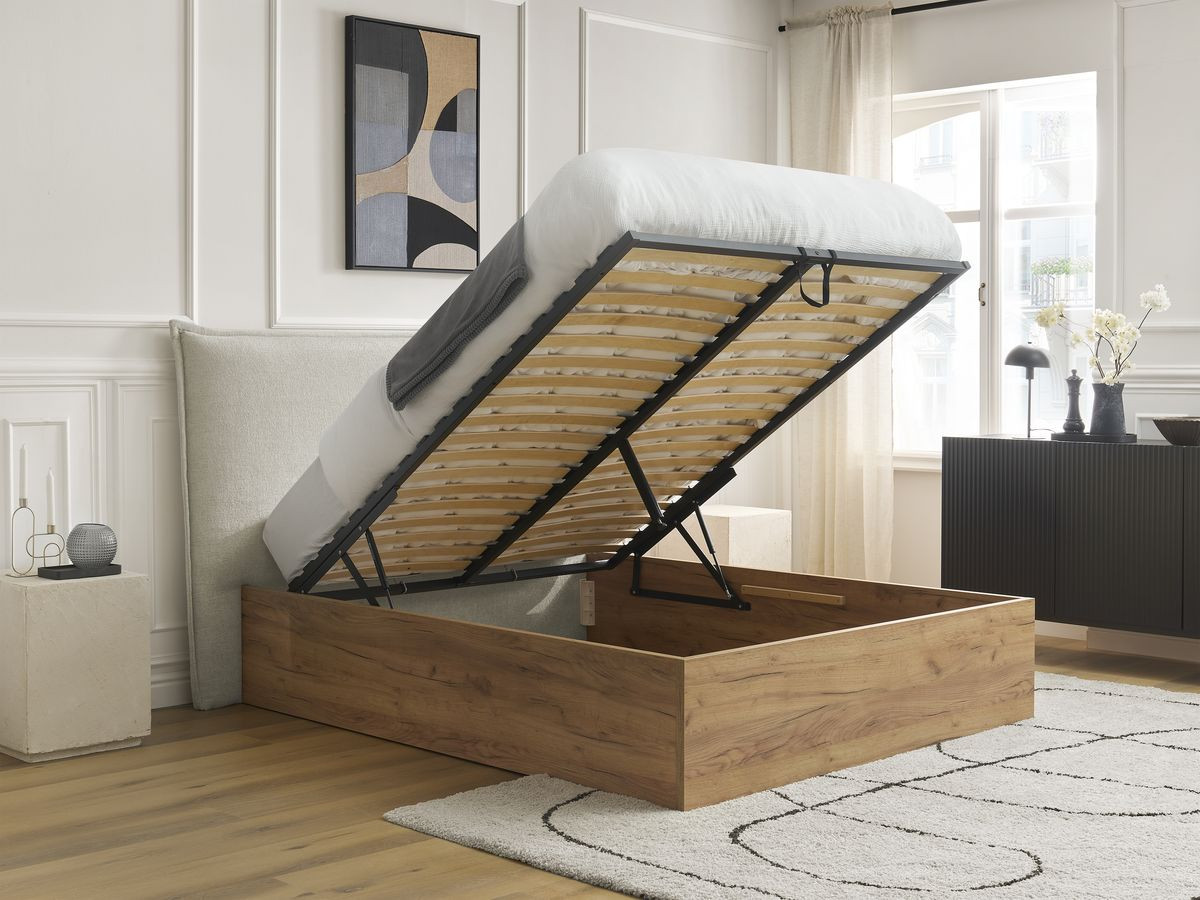 Lit coffre CHARLIE tissu cotelet