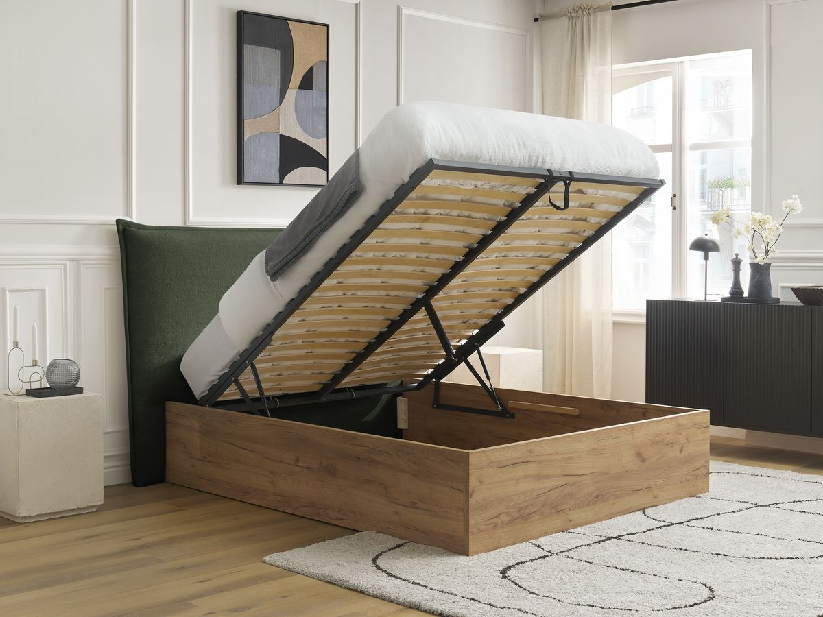 Lit coffre CHARLIE tissu cotelet