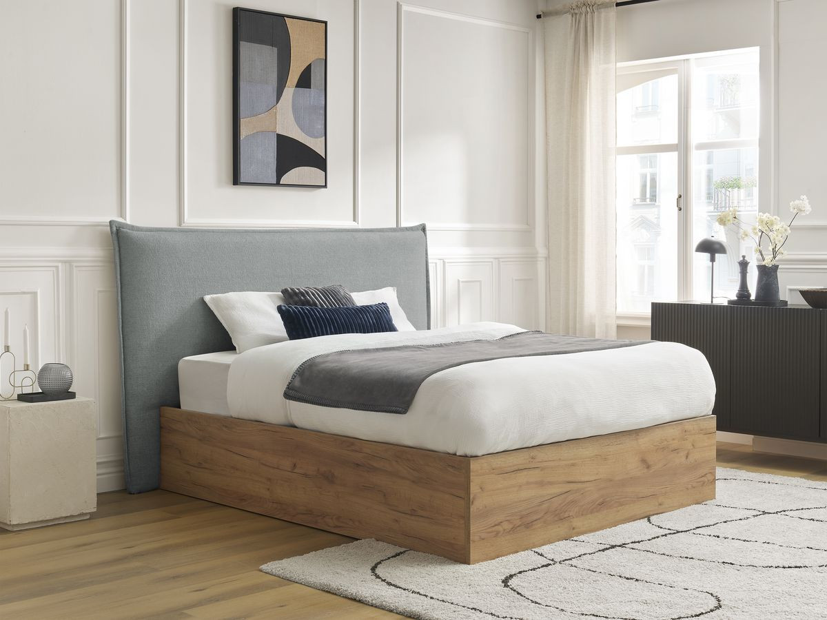 Lit coffre CHARLIE tissu cotelet