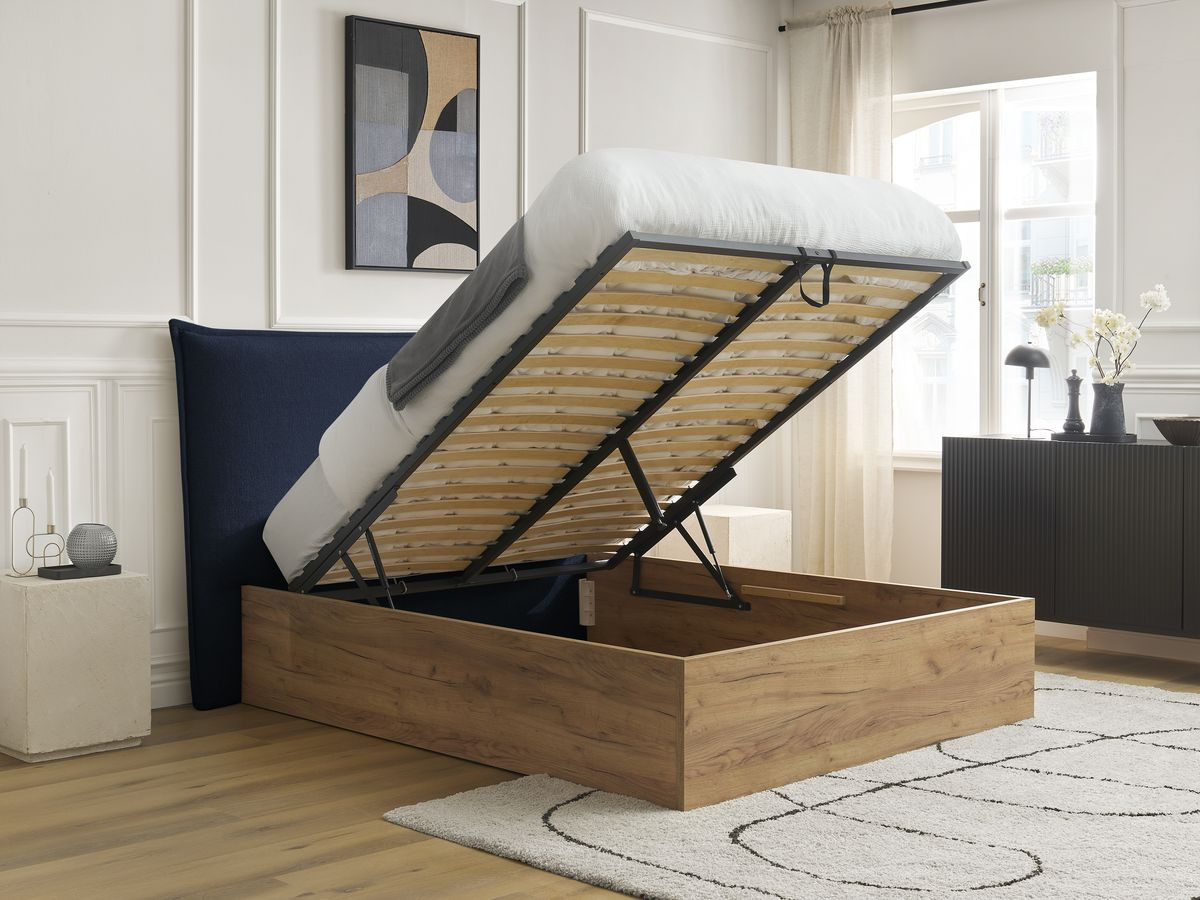 Lit coffre CHARLIE tissu cotelet