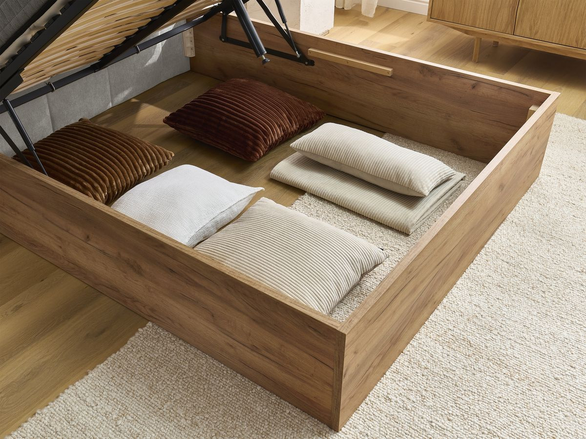 Lit coffre KUMO tissu lisse