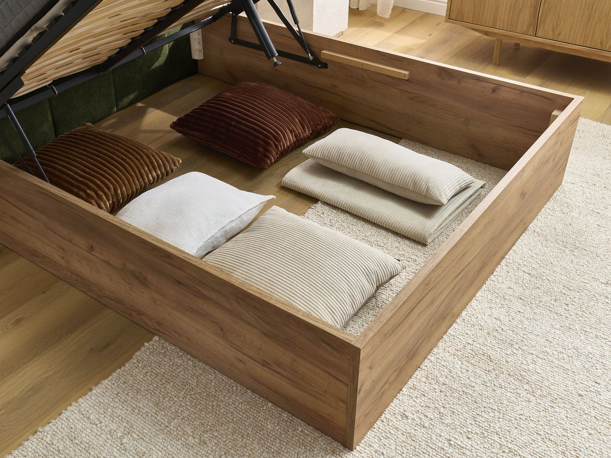 Lit coffre KUMO tissu lisse