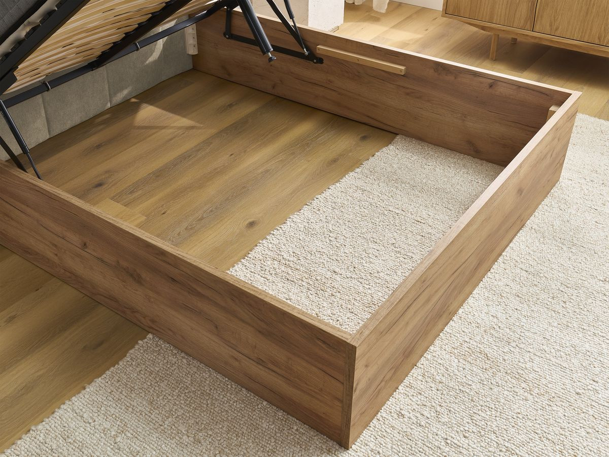 Lit coffre KUMO tissu lisse