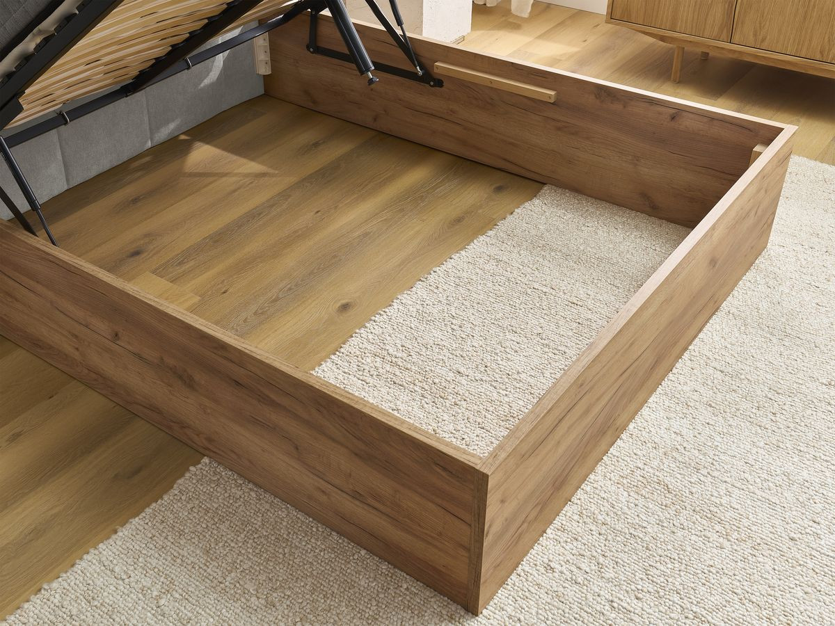 Lit coffre KUMO tissu lisse