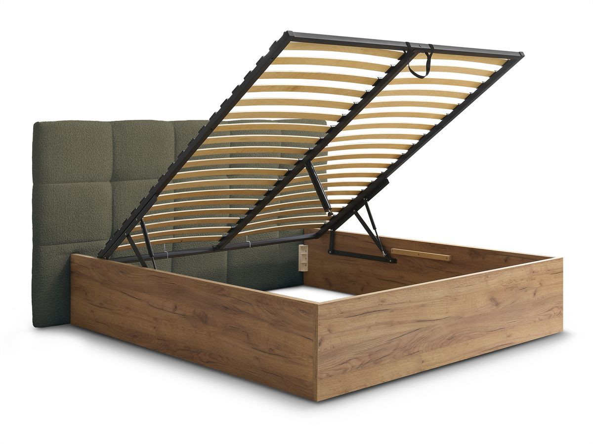 Lit coffre KUMO tissu bouclette