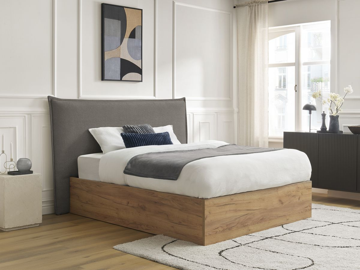 Lit coffre CHARLIE taupe 180x200  BOBOCHIC