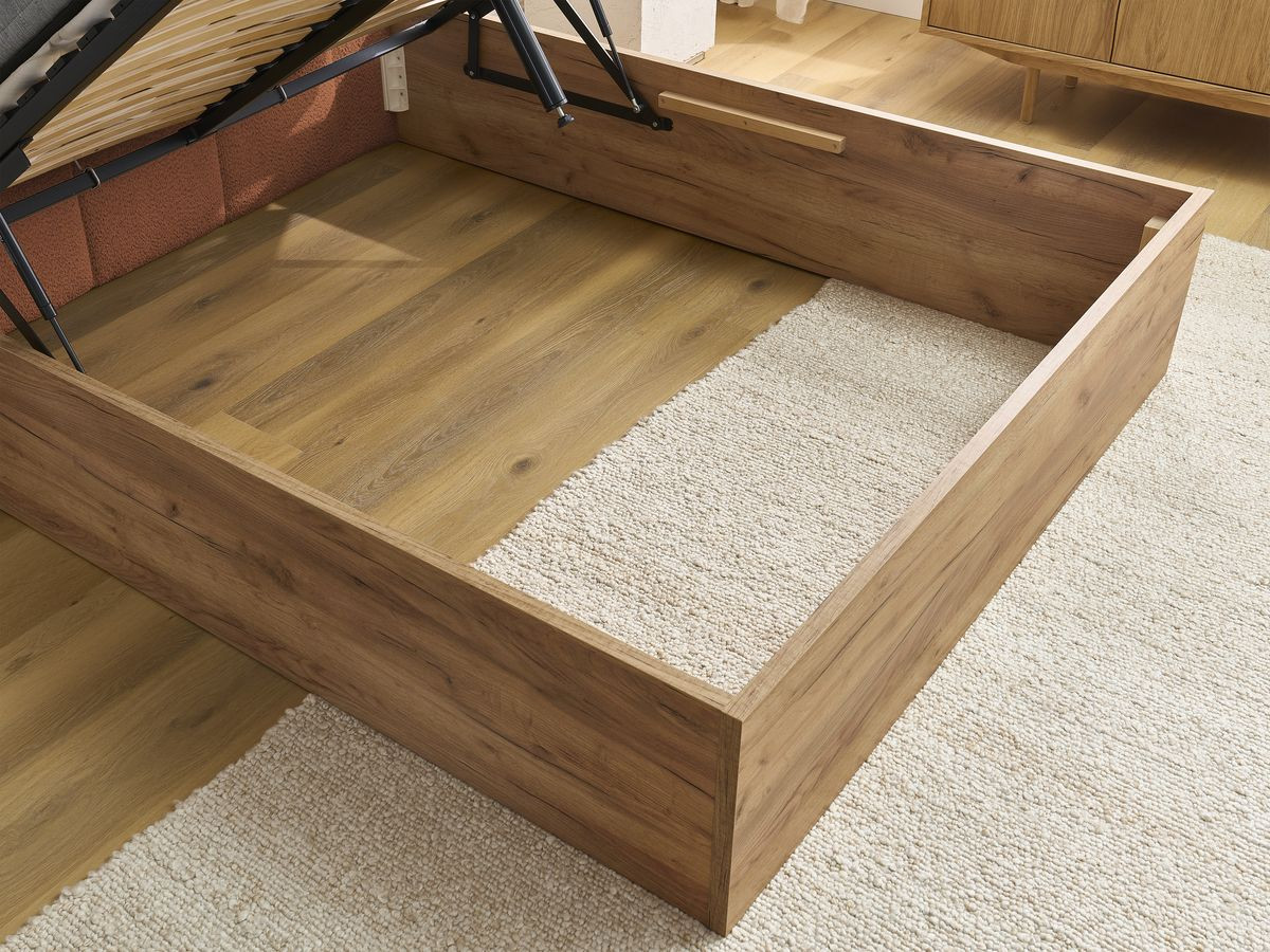 Lit coffre KUMO tissu bouclette