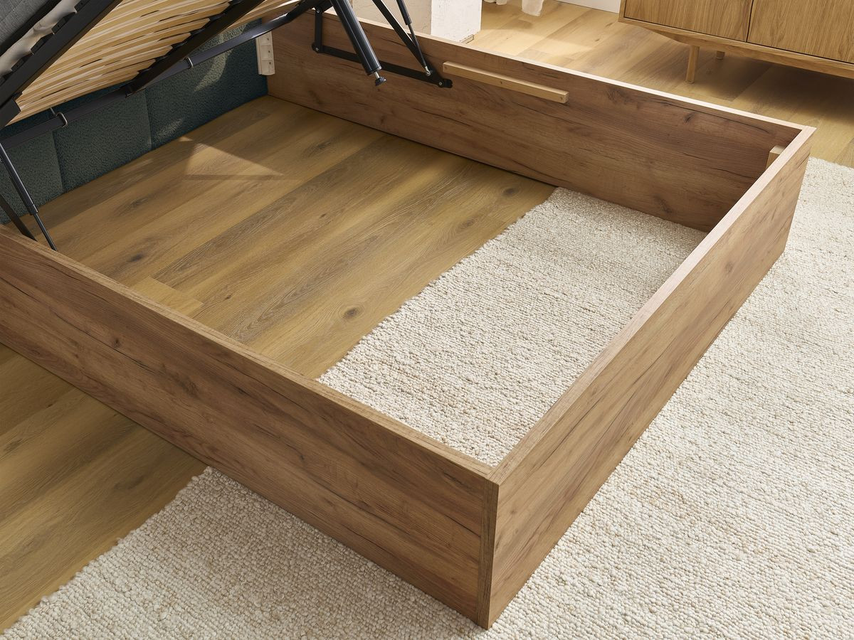 Lit coffre KUMO tissu bouclette