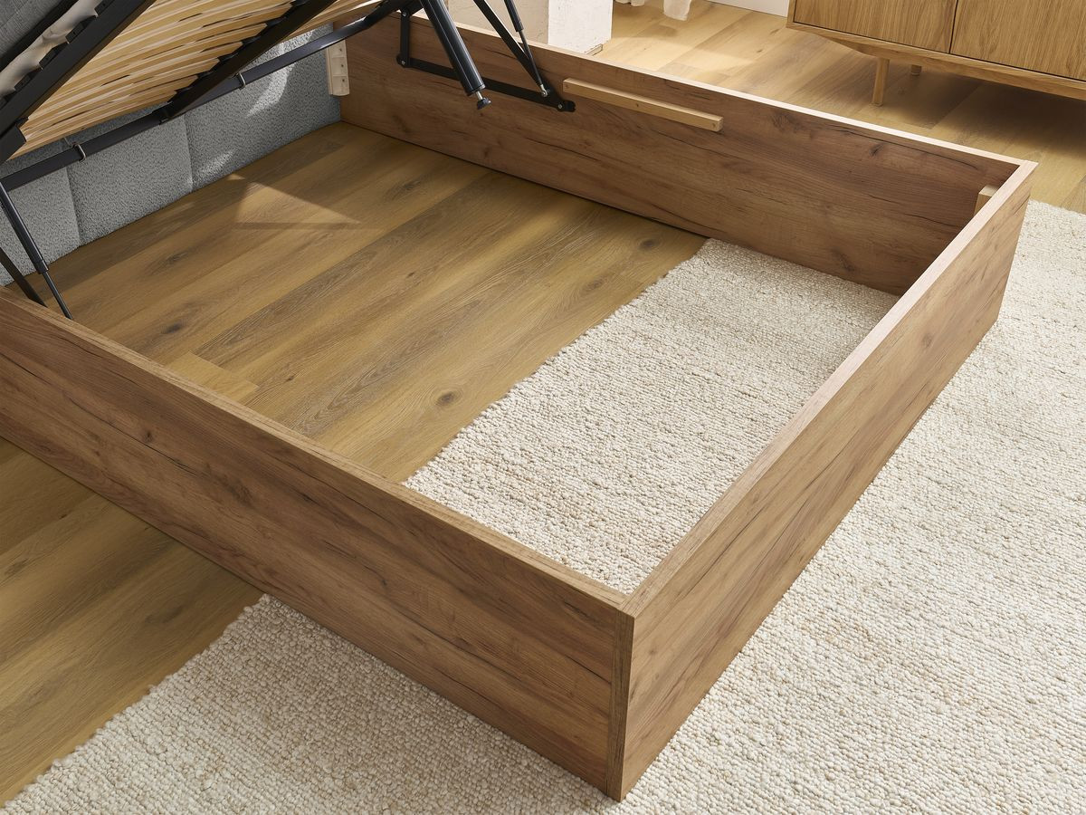 Lit coffre KUMO tissu bouclette