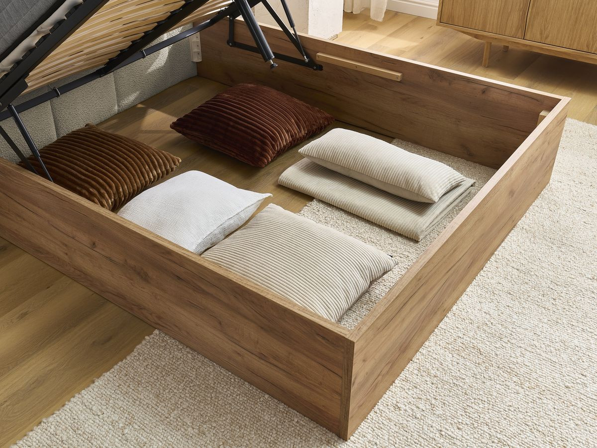 Lit coffre KUMO tissu bouclette