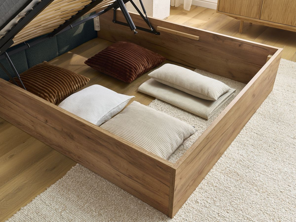 Lit coffre KUMO tissu bouclette