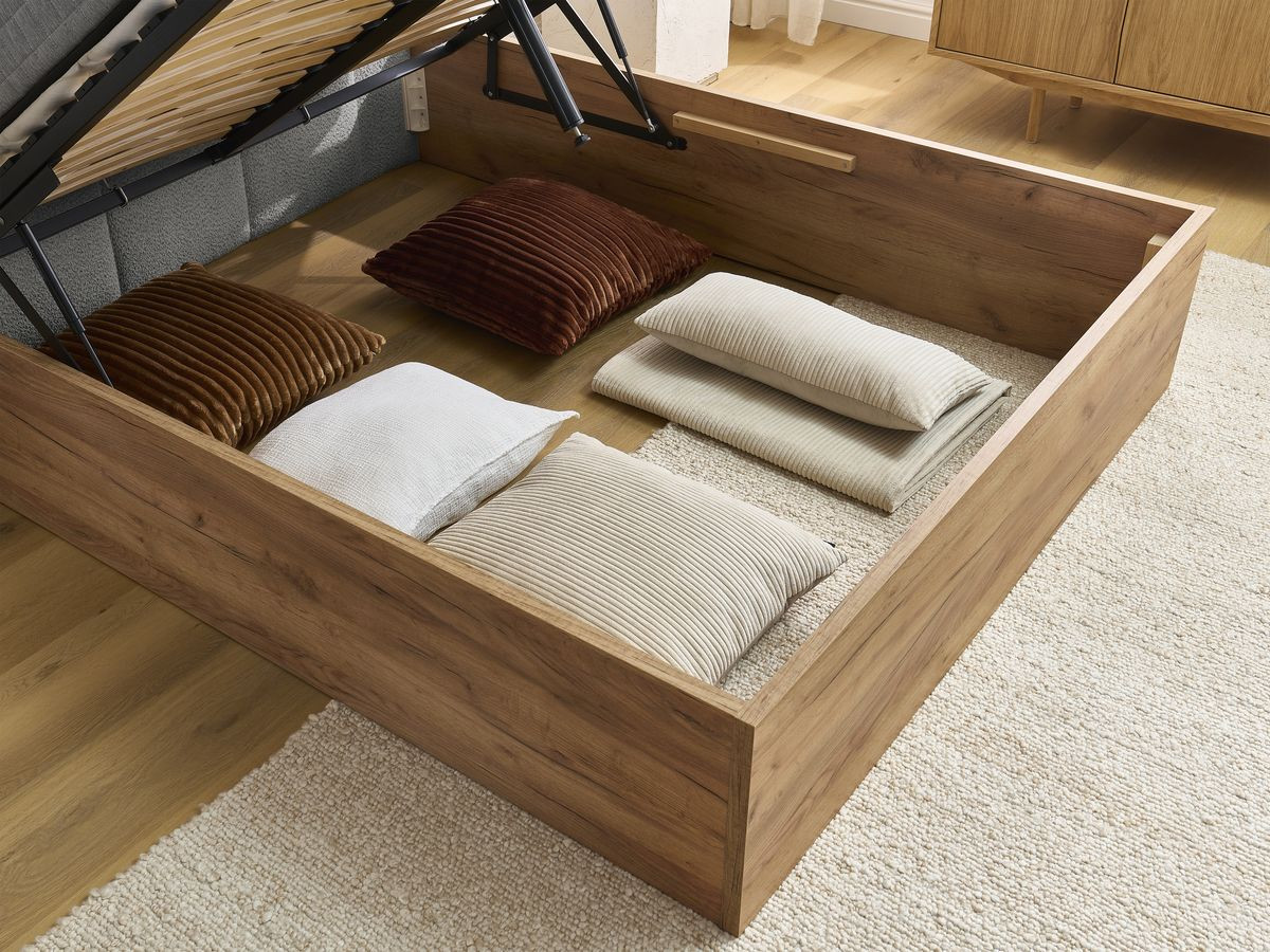 Lit coffre KUMO tissu bouclette