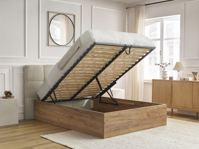 Lit coffre KUMO tissu bouclette