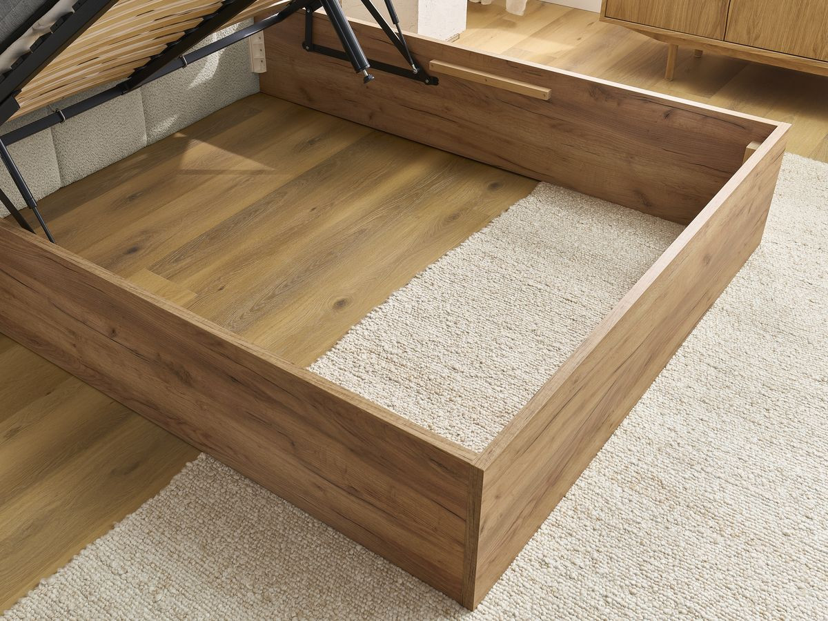 Lit coffre KUMO tissu bouclette
