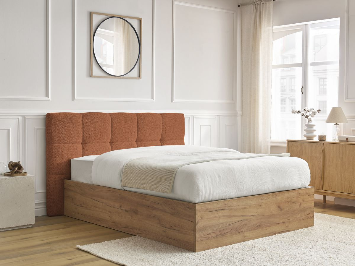 Lit coffre KUMO tissu bouclette