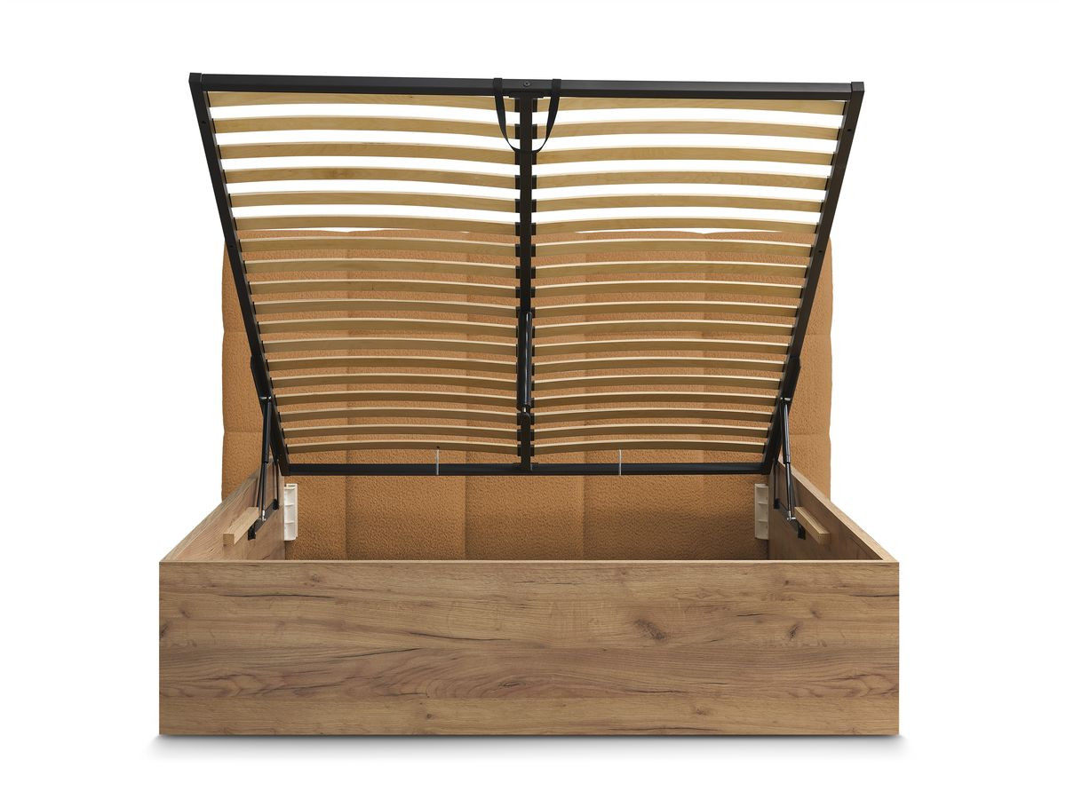 Lit coffre KUMO tissu bouclette