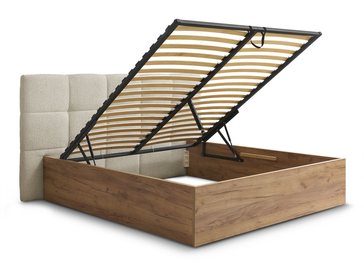 Lit coffre KUMO tissu bouclette