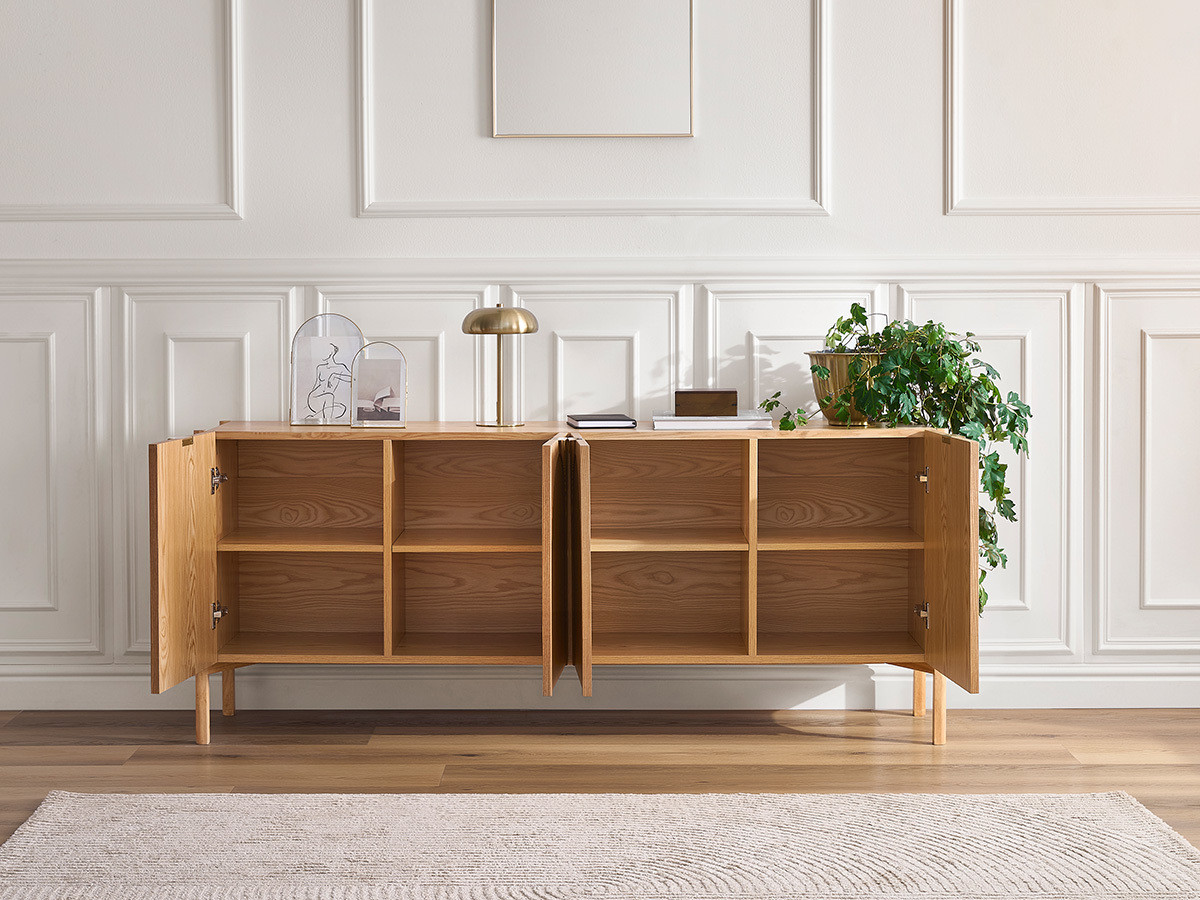 LOLA 4-deurs dressoir 178 cm afgerond patroon en massief essenfineer