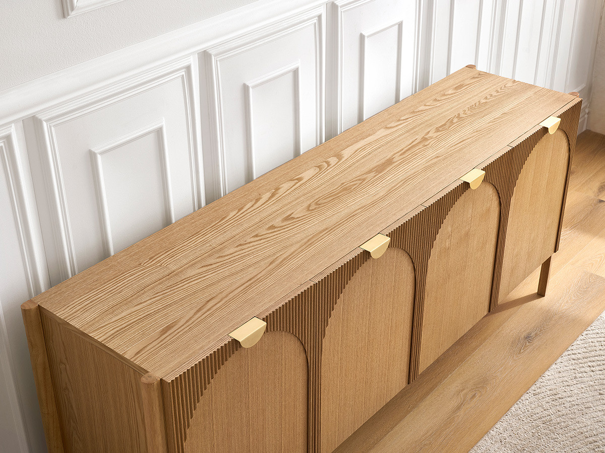 LOLA 4-deurs dressoir 178 cm afgerond patroon en massief essenfineer