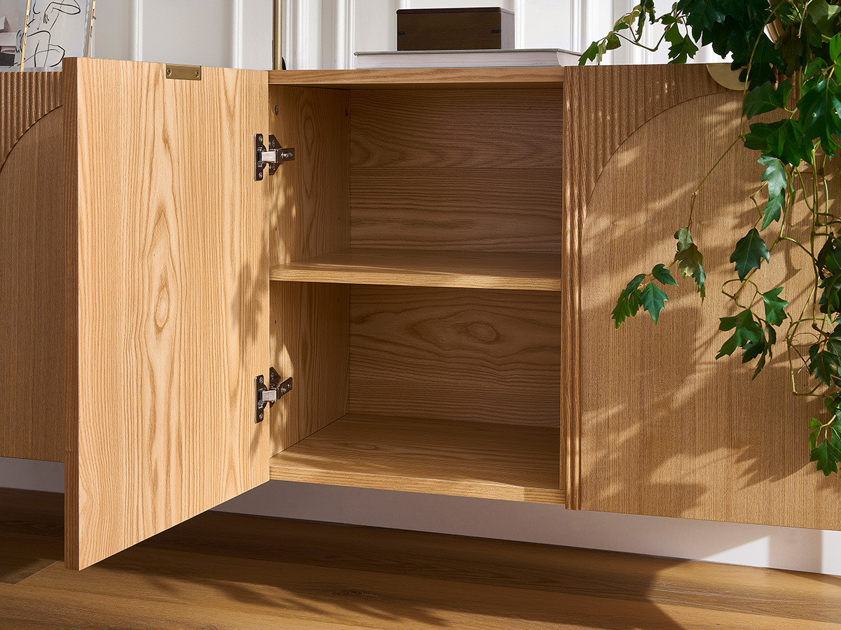 LOLA 4-deurs dressoir 178 cm afgerond patroon en massief essenfineer