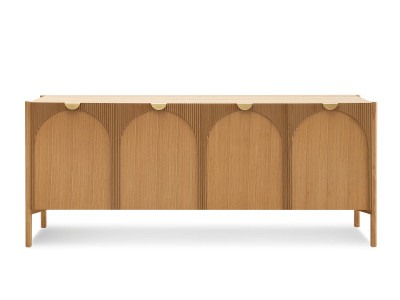 Buffet 4 portes 178 cm LOLA motif arrondi et placage frêne massif