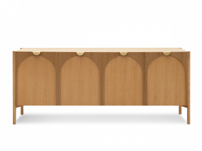 Buffet 4 portes 178 cm LOLA motif arrondi et placage frêne massif