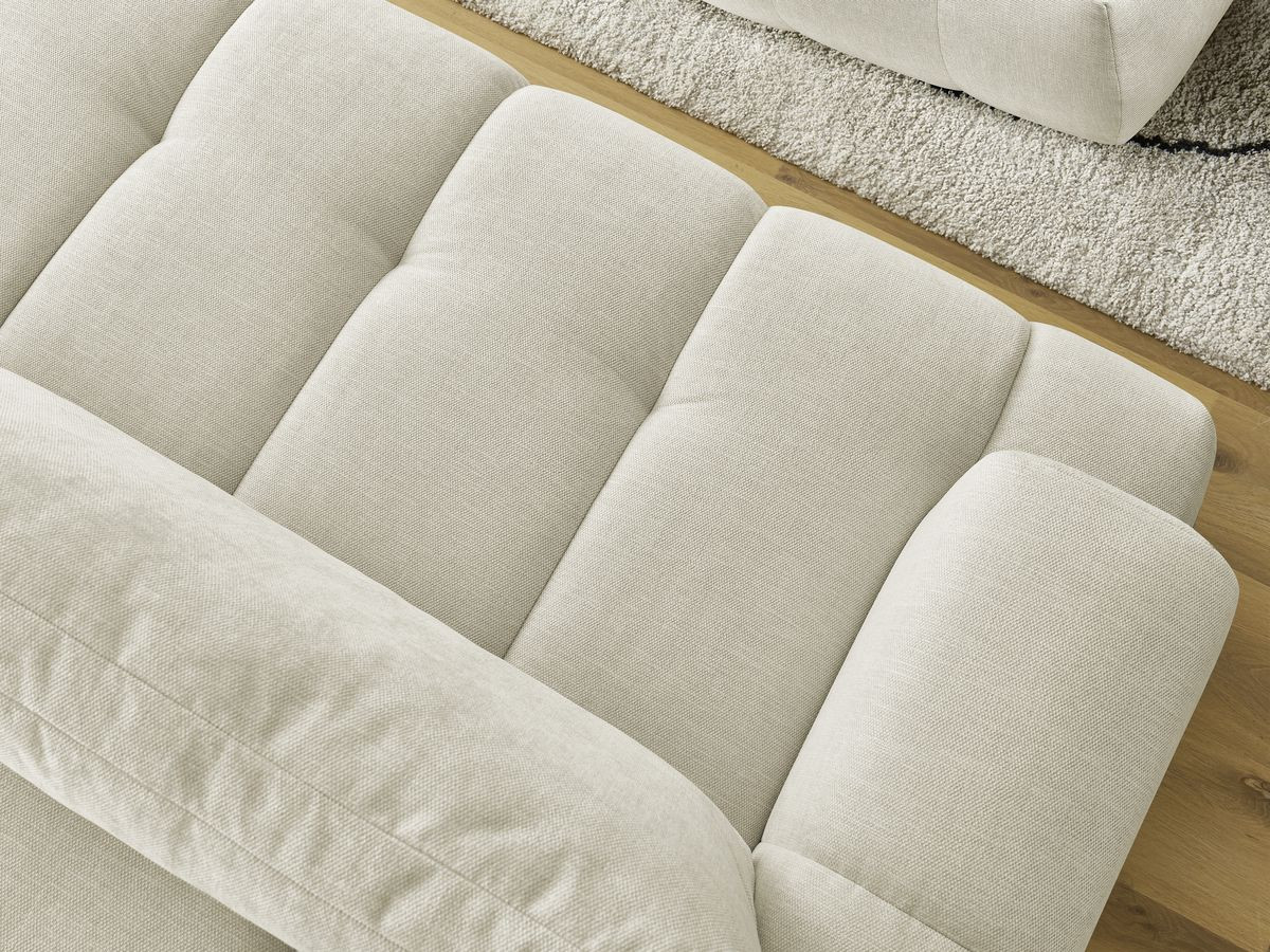 Canapé droit convertible 3 places FUJI tissu lisse avec pouf
