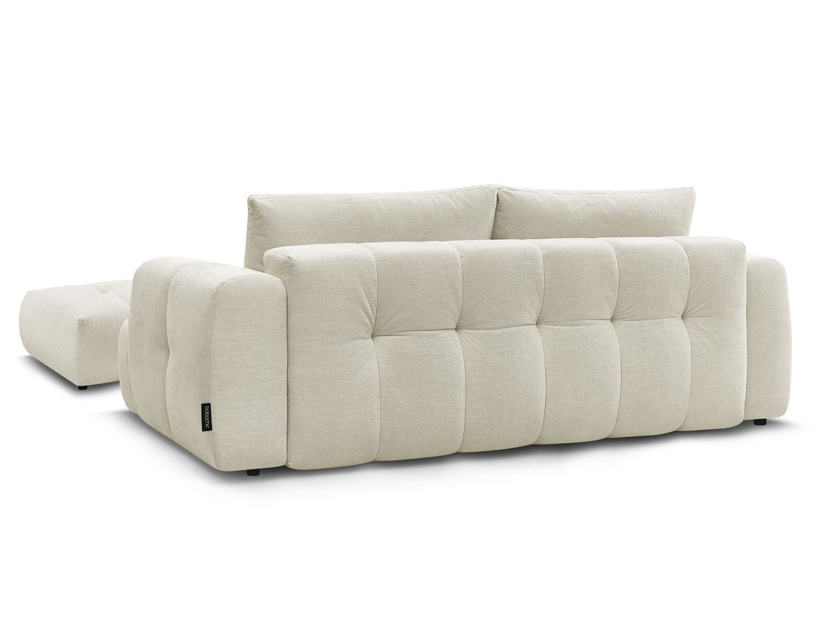 Canapé droit convertible 3 places FUJI tissu lisse avec pouf