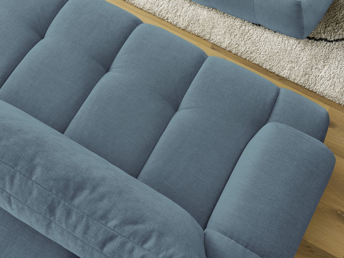 Canapé droit convertible 3 places FUJI  tissu lisse avec pouf
