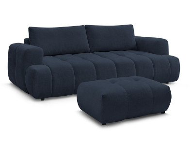 Canapé droit convertible 3 places FUJI tissu lisse avec pouf