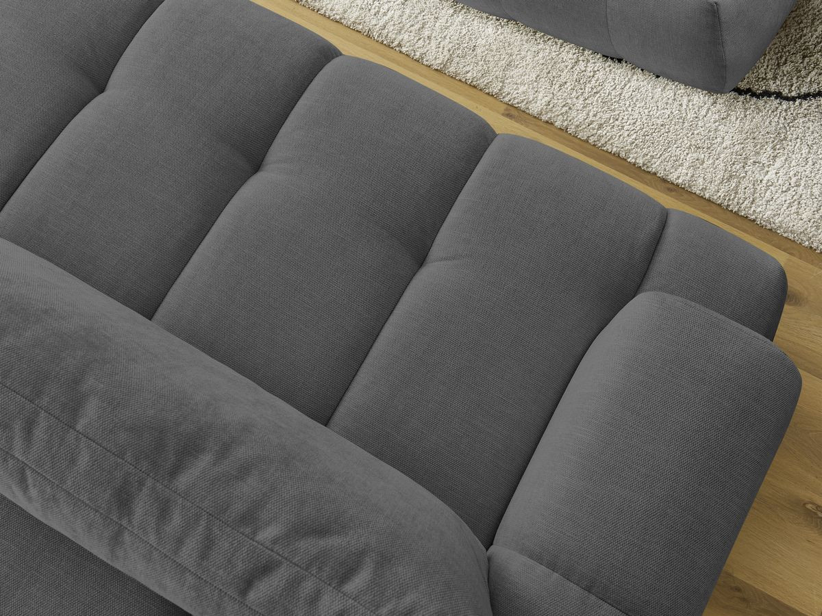 Canapé droit convertible 3 places FUJI  tissu lisse avec pouf