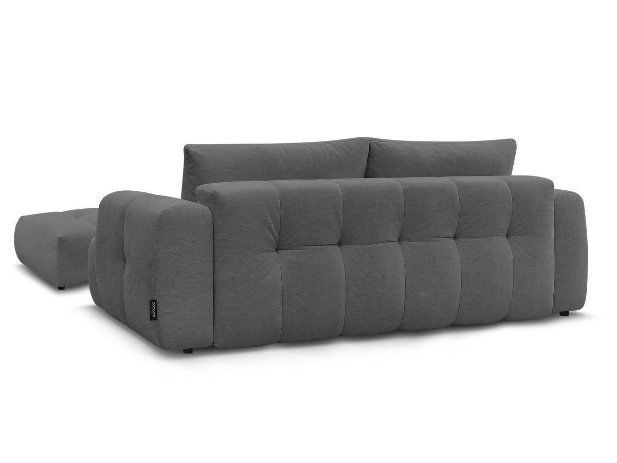 Canapé droit convertible 3 places FUJI  tissu lisse avec pouf