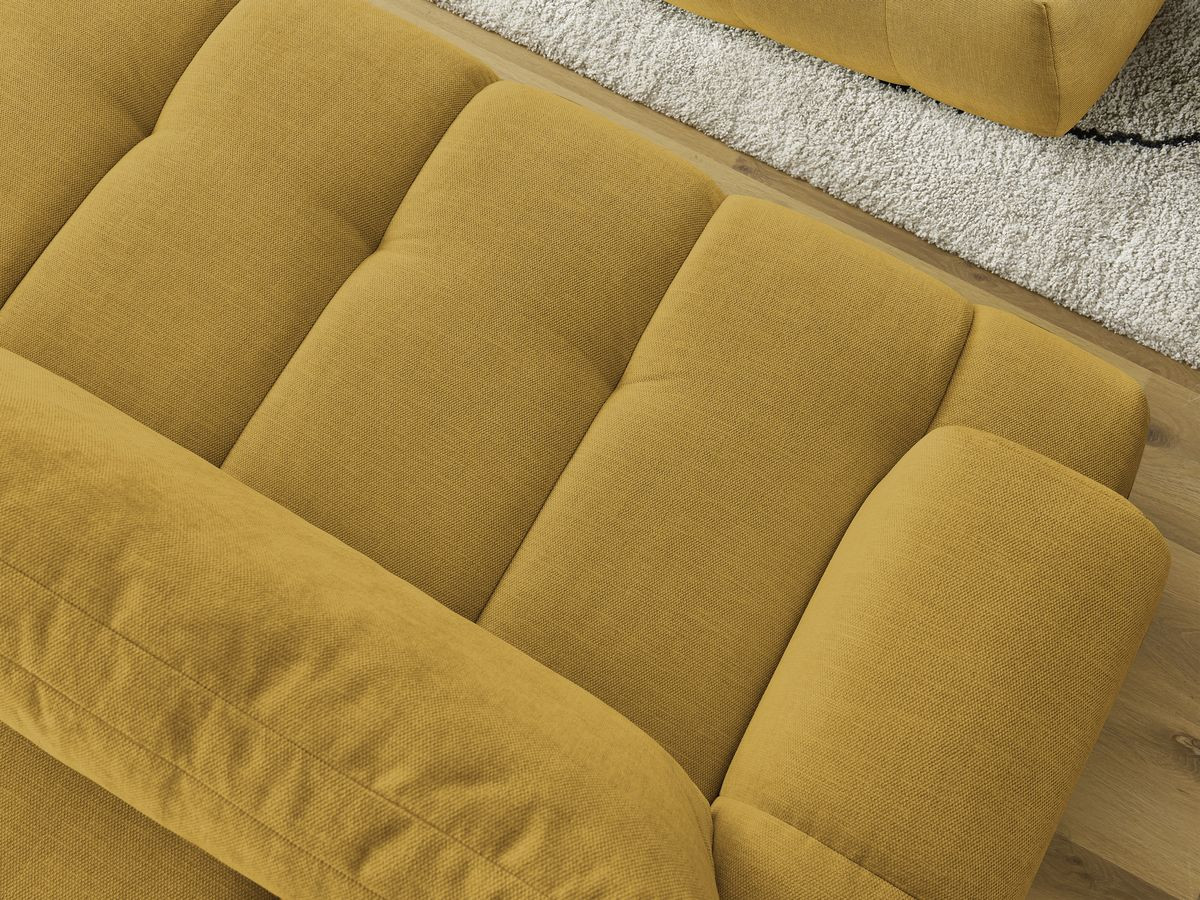 Canapé droit convertible 3 places FUJI tissu lisse avec pouf