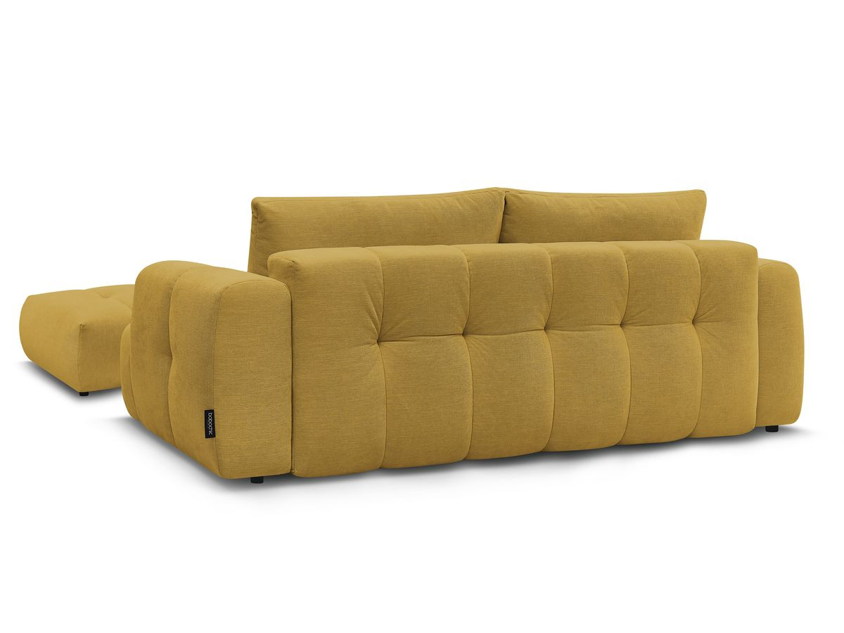 Canapé droit convertible 3 places FUJI tissu lisse avec pouf