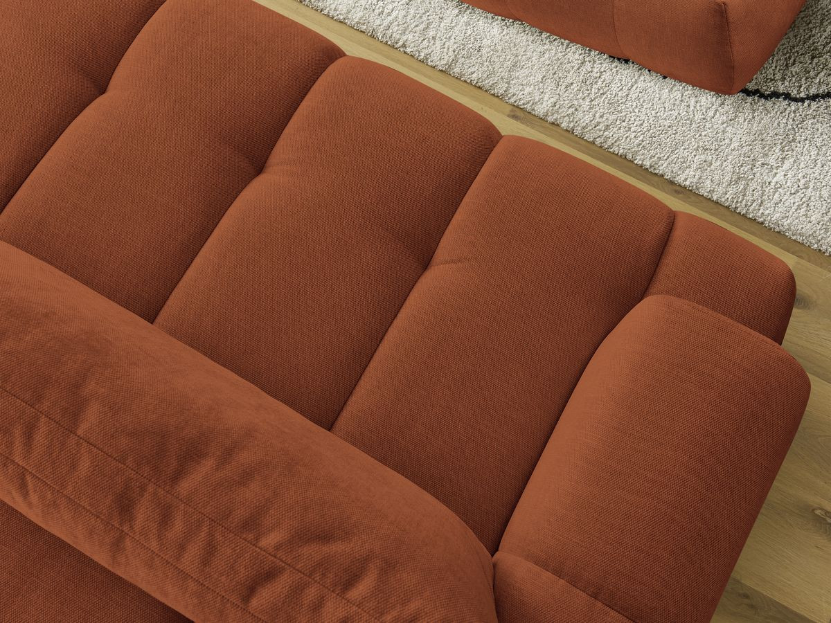 Canapé droit convertible 3 places FUJI tissu lisse avec pouf