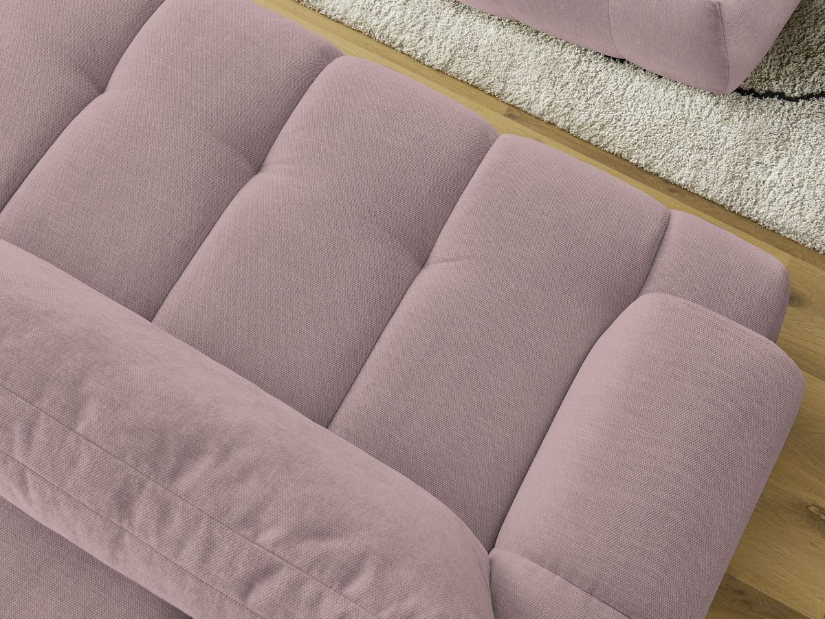 Canapé droit convertible 3 places FUJI tissu lisse avec pouf