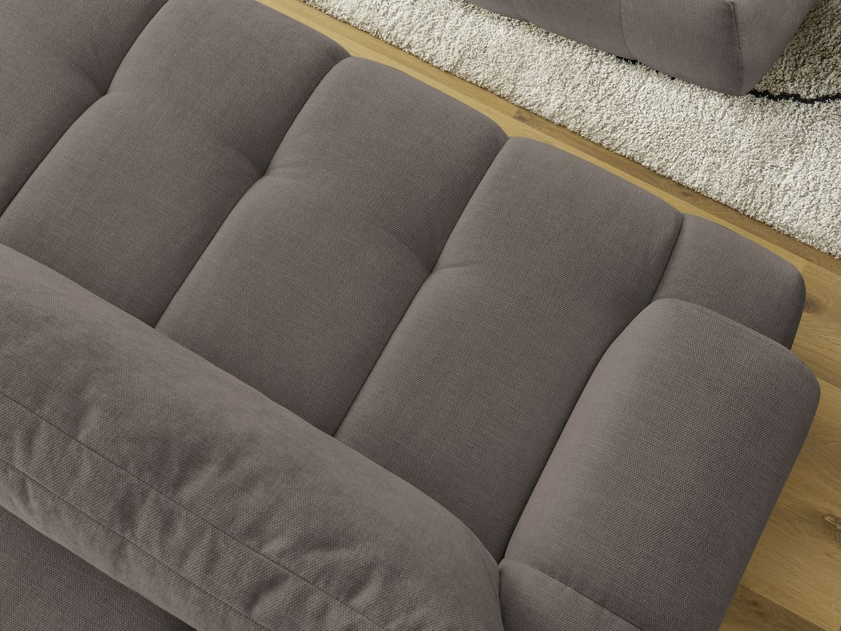 Canapé d'angle fixe EVEREST tissu chiné - Orange - Angle droit - 10 coussins