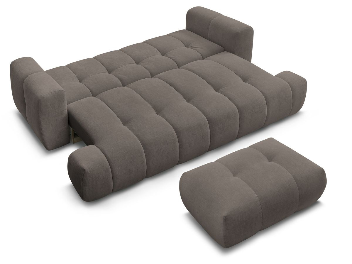 Canapé d'angle fixe EVEREST tissu chiné - Orange - Angle droit - 10 coussins