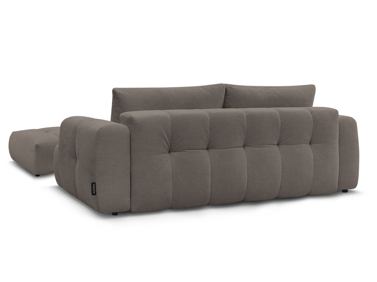 Canapé droit convertible 3 places FUJI  tissu lisse avec pouf