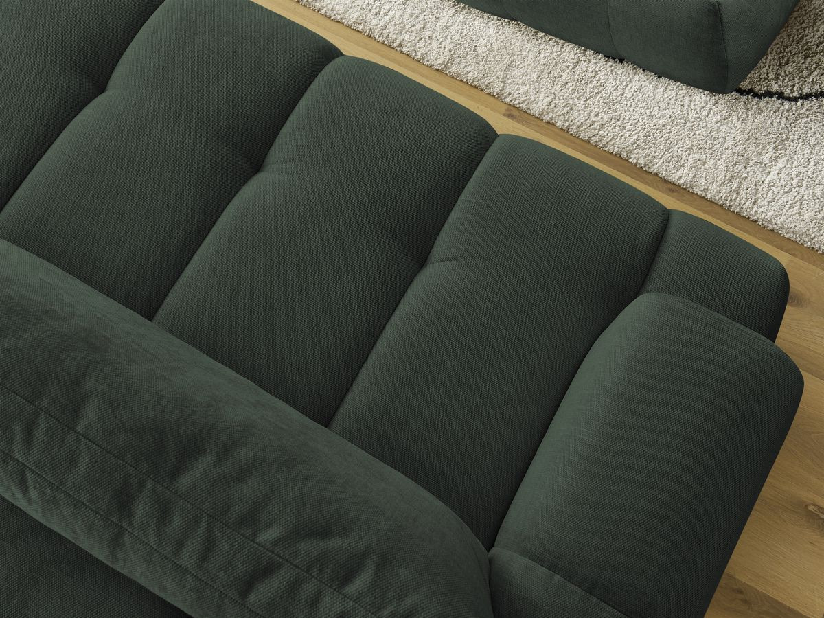 Canapé droit convertible 3 places FUJI  tissu lisse avec pouf
