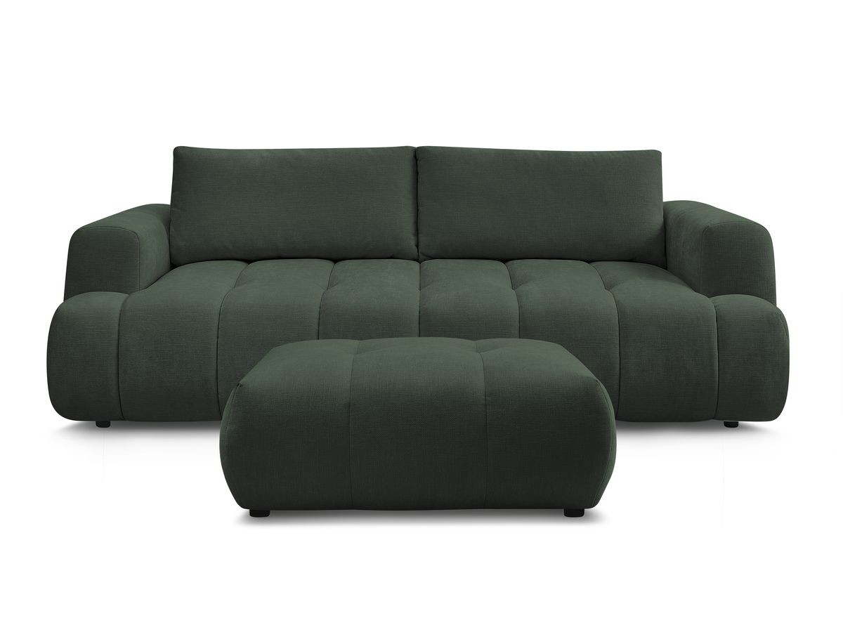 Canapé droit convertible 3 places FUJI  tissu lisse avec pouf