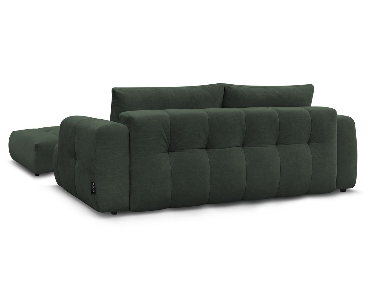 Canapé droit convertible 3 places FUJI  tissu lisse avec pouf